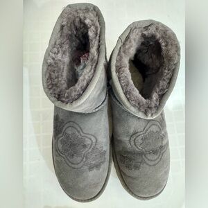 UGG Gray Winter Boots with Embroidered Design